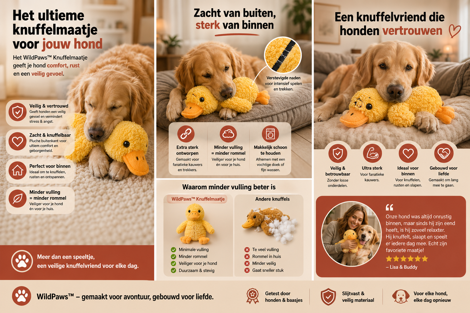 WildPaws zacht én sterk knuffelmaatje voor honden