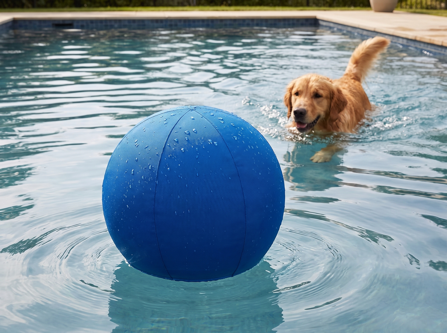 DriveBall XL blauw drijft op water