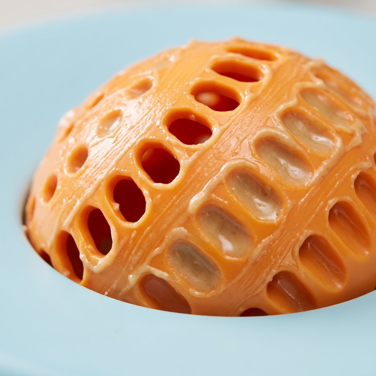 SlowLick macro close-up bal met yoghurt