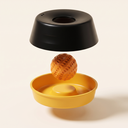 SlowLick onderdelen exploded view gele bak oranje bal deksel