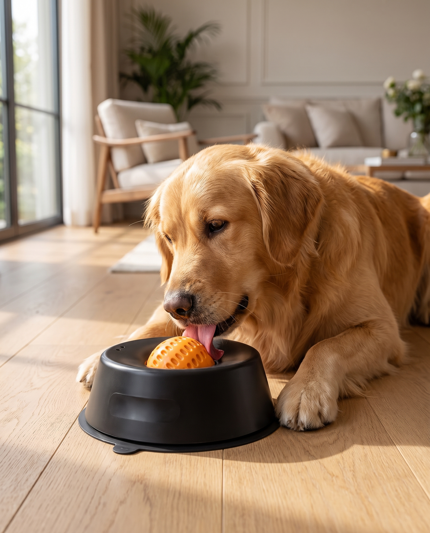 SlowLick zuignap in actie hond likt bak blijft staan